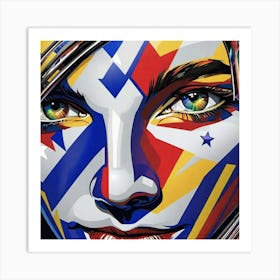 Girl With A Painted Face Art Print