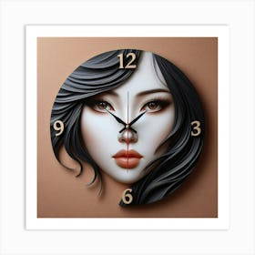 Asian Face Wall Clock Art Print