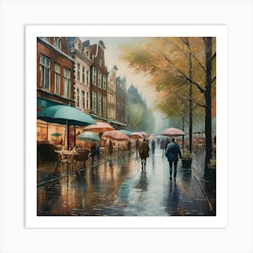 City In The Rain 1 Art Print