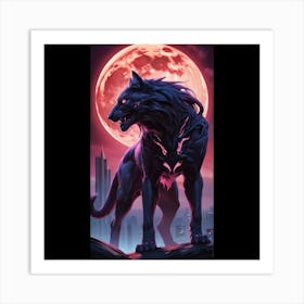 Mythic Cat in Moonlight Art Print