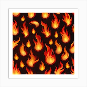 Flames On Black Background 6 Art Print