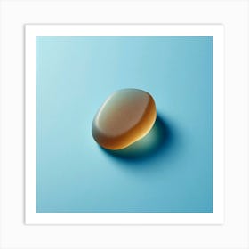 Stone On A Blue Surface Art Print