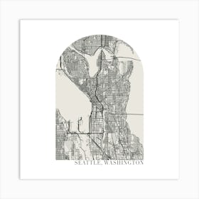 Seattle Washington Boho Minimal Arch Street Map 1 Art Print