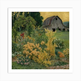 Gustav Klimt Style Farm Garden 40 Art Print