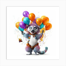 Birthday Raccoon Art Print