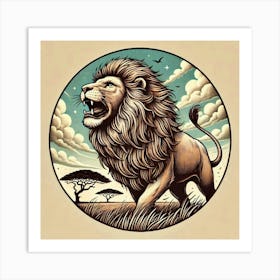 Tattoo Lion 3 Art Print