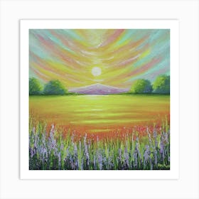 Sunset In The Field Art Print