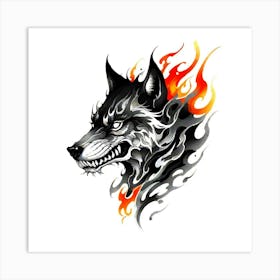 Wolf Tattoo 3 Art Print