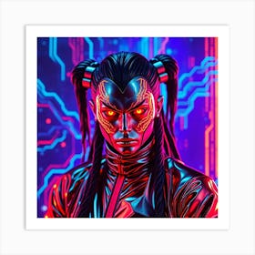 Cyberpunk Beauty in Nein Light Art Print