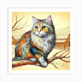 Feline Cat Creative Artwork Illustration 54 Art Print