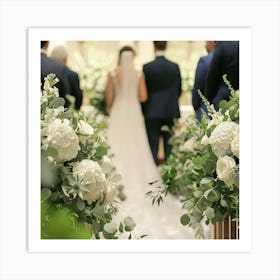 Bride And Groom Walking Down The Aisle 1 Art Print