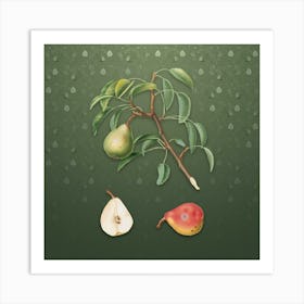 Vintage Pear Botanical on Lunar Green Pattern n.0800 Art Print
