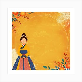 Chuseok Themed Banner Texture With Hanbok Design 1718401099 3 Art Print