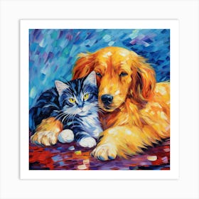 Dog And Cat Painting 8 Art Print