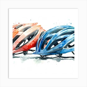 Watercolor Bicycle Helmets 3 Art Print