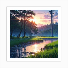 Sunset In The Countryside Art Print