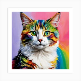 Rainbow Cat Art Print