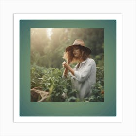 Woman In The Garden Art Print