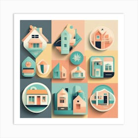 House Icons Art Print