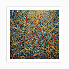 Blues And Oranges Art Print