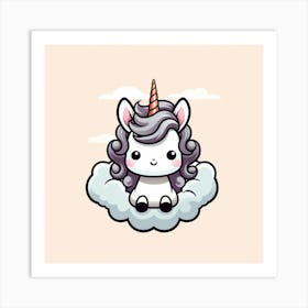 Cute Unicorn On A Cloud Art Print