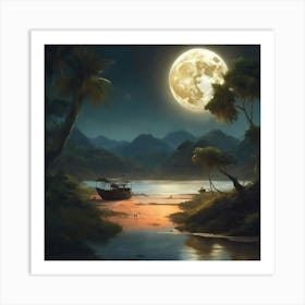 Full Moon In The Forest 1 Art Print