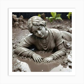 Statue In Mud 1 Art Print