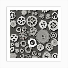 Gears On A Black Background 2 Art Print