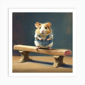 Hamster On A Bench Art Print