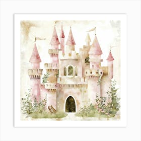Fairytale Watercolor Castle Art Print