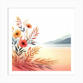 Flowers On The Beach Art Print