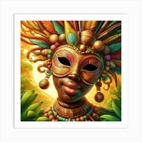 African Woman With Mask Art Print