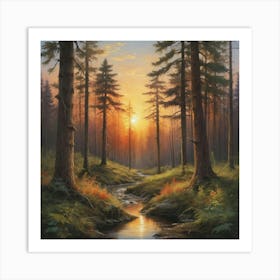 Sunset In The Forest Art Print 0 Art Print