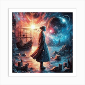 Girl In Space Art Print