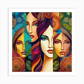 Random faces Art Print