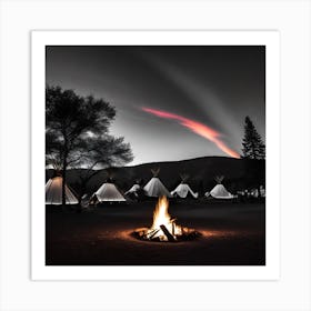 Teepee Campfire Art Print