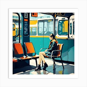 Portrait Of A Woman Waiting For A Train Art Print