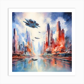 AI Skyward Soar of Futurist Dreams Art Print