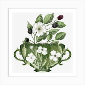 Vintage floral teacup art Art Print