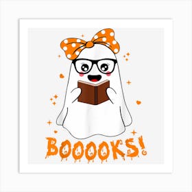 Booooks Ghost Funny Boo Read Books Lover Library Halloween Art Print