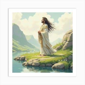 Majestic Lord With Watercolor Tranquil Scene 1 Art Print