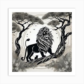 Lion In The Forest 39 Art Print