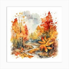 Autumn Watercolor Painting 1 Art Print