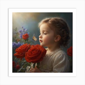 Little Girl With Butterfly Art Print