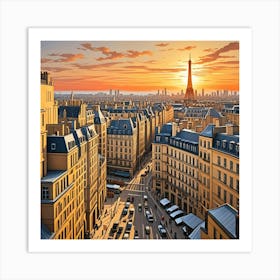 Paris, France Cubism Style Art Print