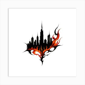 Cityscape In Flames Art Print