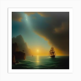 Ship In The Sea Art Print