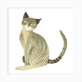 Cat Sitting On A White Background Art Print