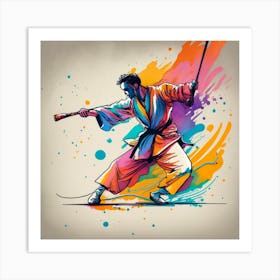 wushu - Martial Arts - Bo Staff 1 Art Print