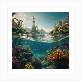 Surreal Underwater Landscape Inspired By Dali 3 Art Print